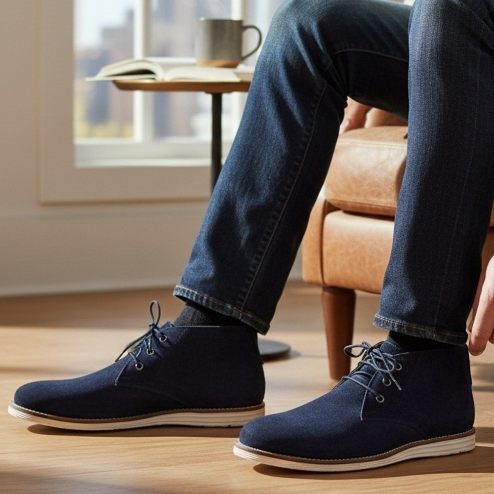 Windsor‎ Smith Ankle Chukka Boots Size 9 Mens Bullflash Navy Blue Suede Lace Up